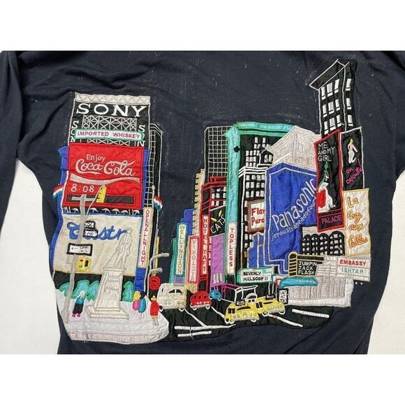VINTAGE Bonnie & Boerer Time Square New York City Sweatshirt Women Medium 80s - Picture 2 of 13